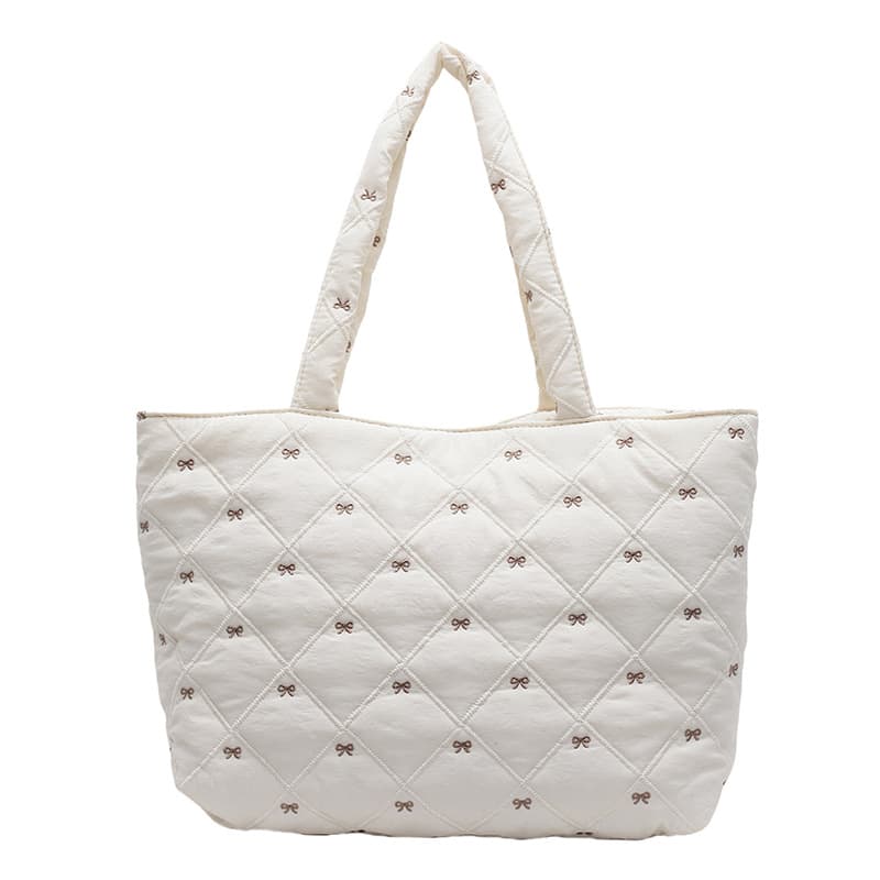 マザーズバッグトートキルティングリボン刺繍大容量